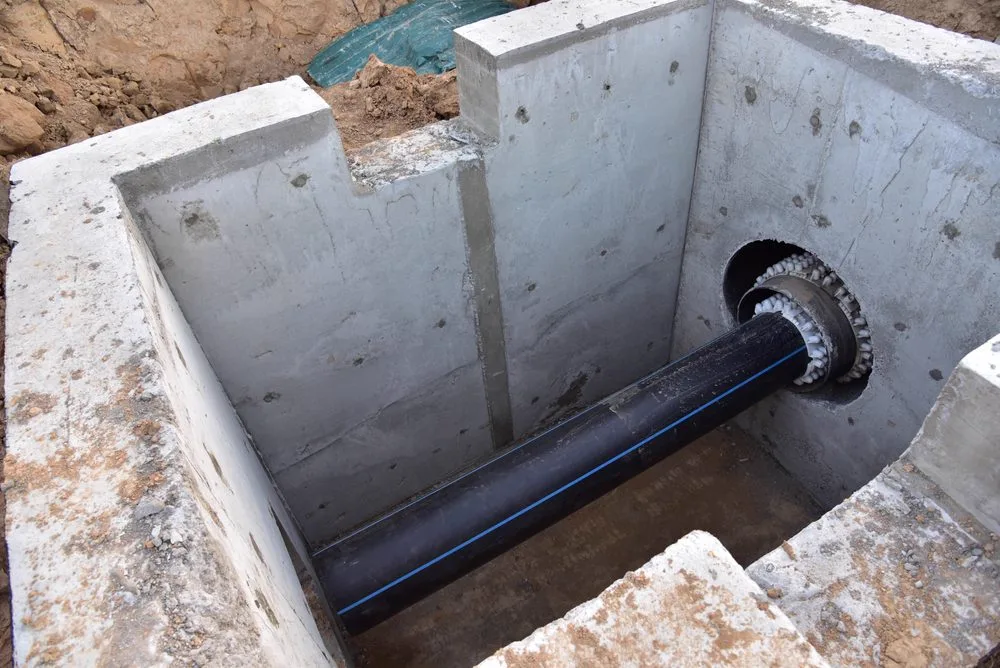 Concrete drainage pit and pipe installed on a suburban Brisbane property