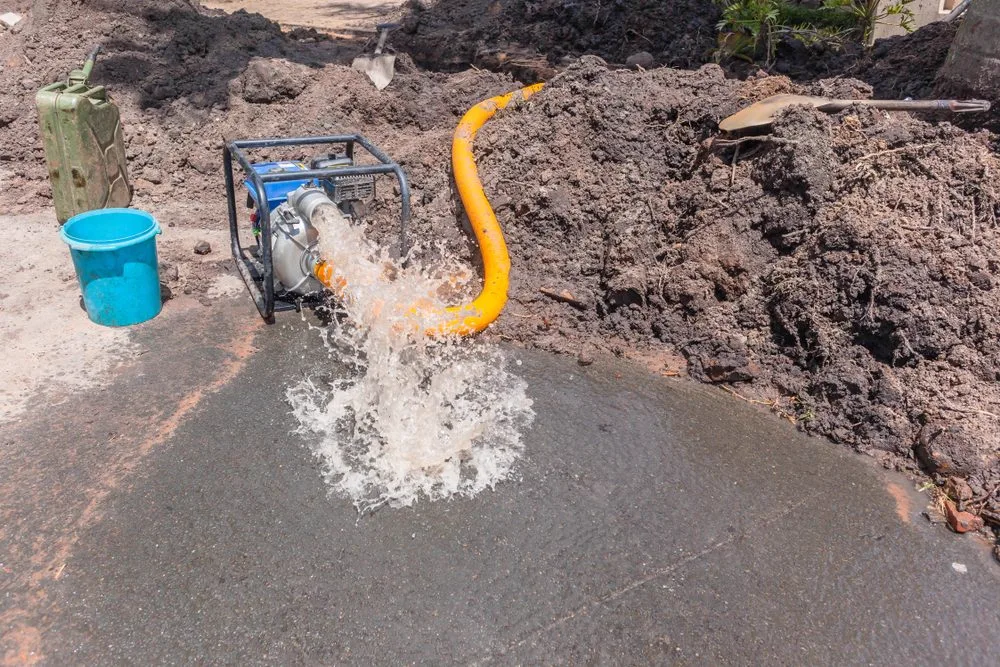 Surface water running off hardstand into a drainage pit